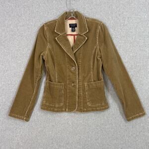 Vtg Y2K American Eagle AEO Corduroy Blazer Size M Preppy Equestrian Hipster Tan